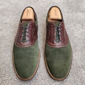J&M Green & Brown Saddle Men’s Dress Shoes size 11M Leather & Suede
